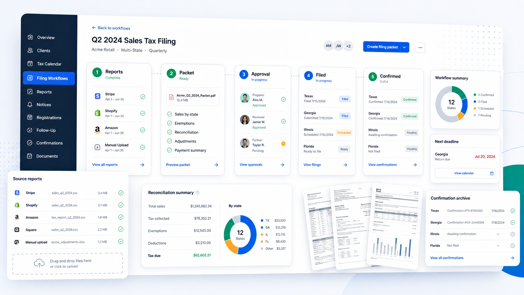 Filing workflow packet builder