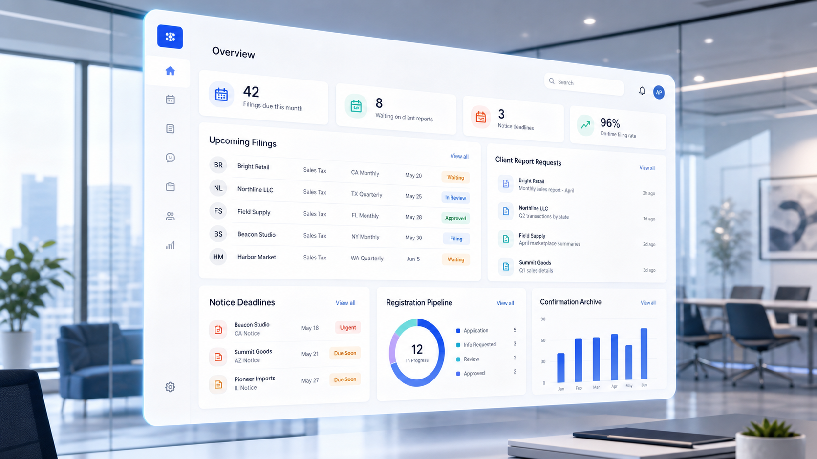 Tax calendar dashboard